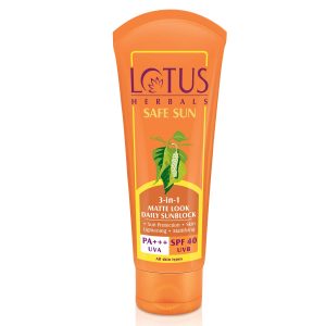 Lotus Herbals Safe Sun 3-In-1 Matte Look Daily Sunblock, SPF 40, 100g