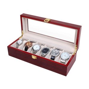 6 Slots Wood Watch Display Case Box