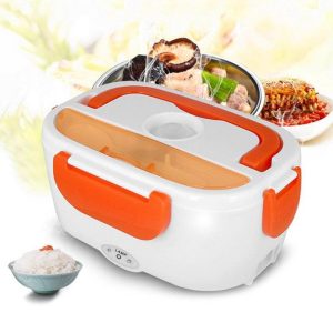 Portable Electric Lunch Box - Orange And White