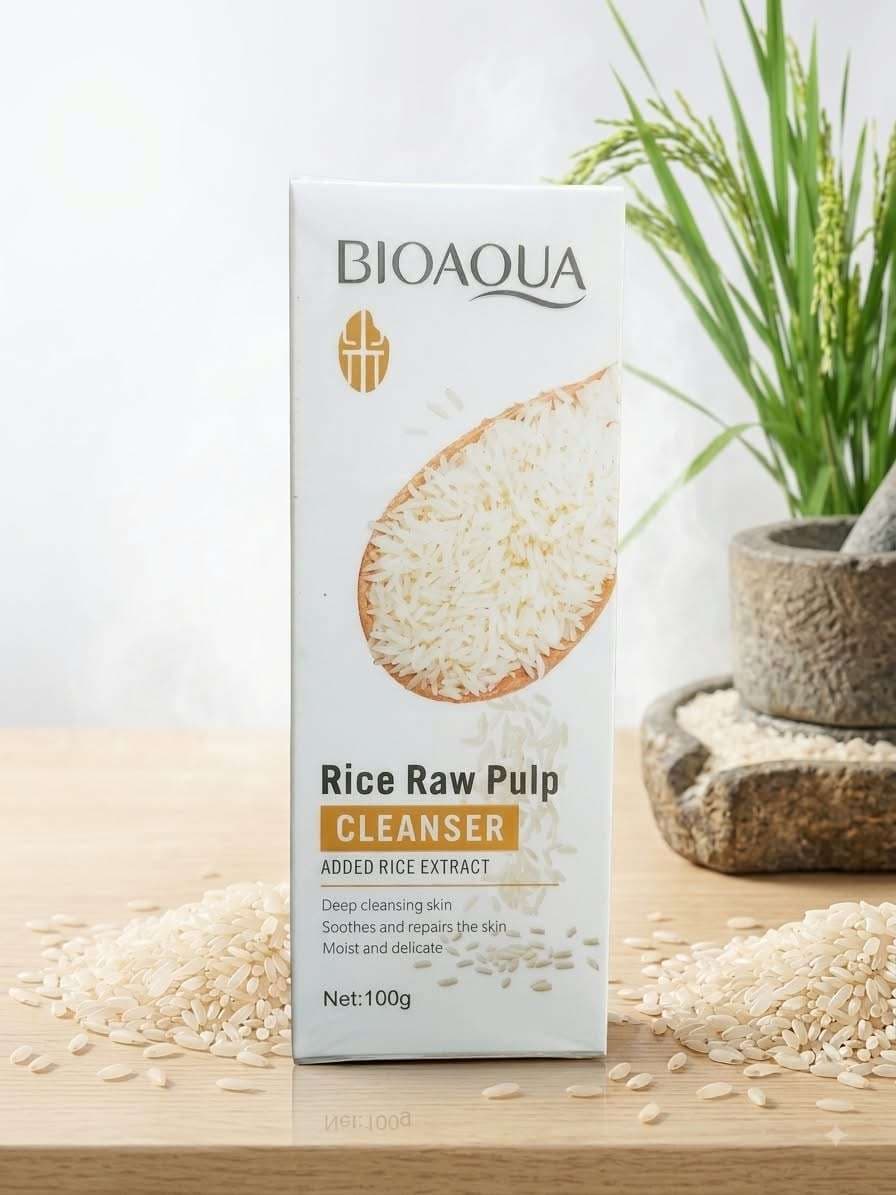 Bioaqua Rice Raw Pulp Cleanser – 100g | Deep Cleansing & Skin Brightening Face Wash with Rice Extract