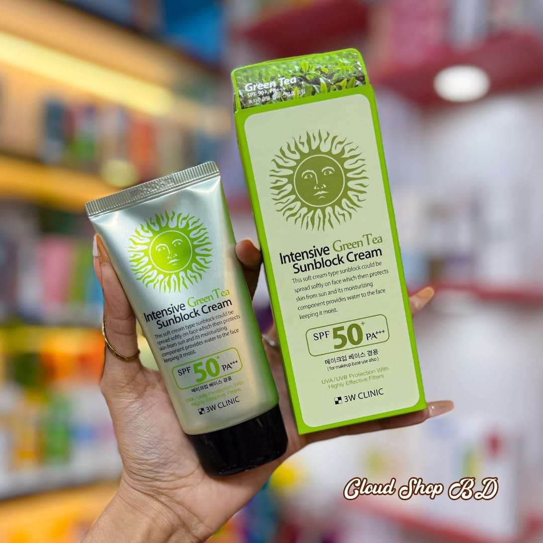 3W Clinic Intensive Green Tea Sunblock Cream SPF 50+PA+++ (70ml)
