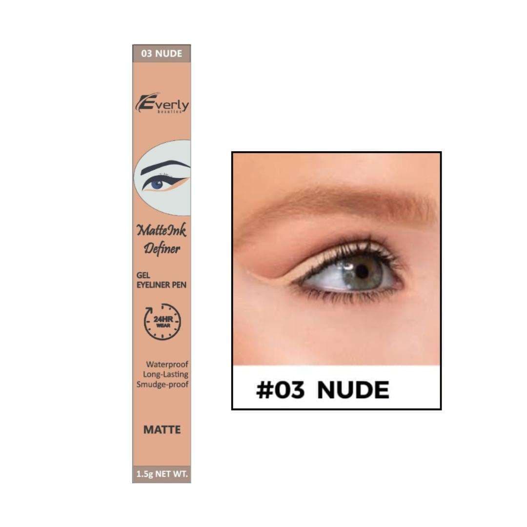 Everly Beauties Matte Ink Definer Waterproof Gel Eyeliner Pen Kajal - #03 NUDE