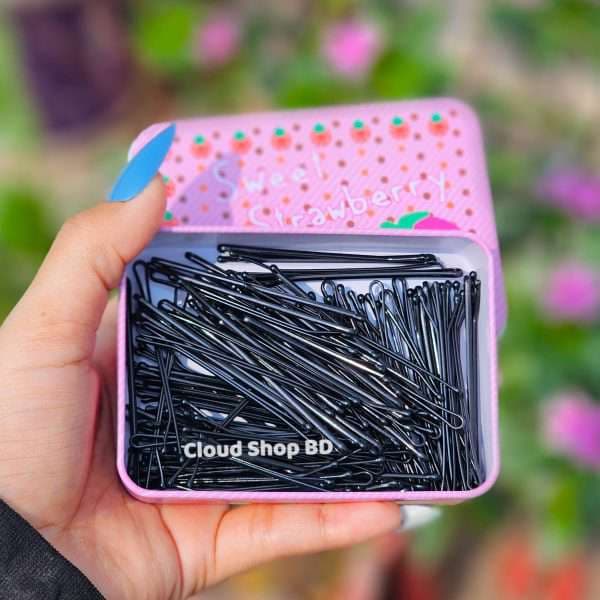 Sweet Strawberry Flat Bobby Pins -Black