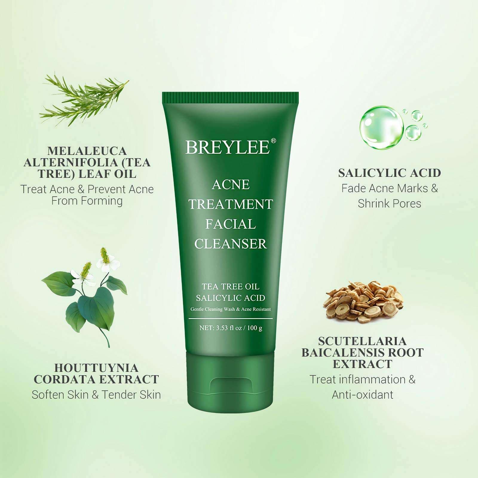 Breylee Acne Treatment Facial Cleanser 100gm
