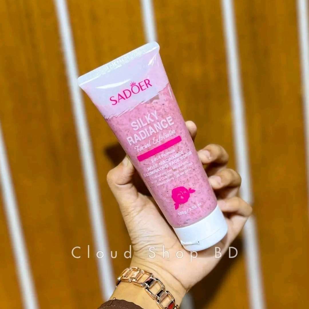 SADOER Silky Radiance Rose Niacinamide Illuminating Facial Exfoliator & Face Scrub (100g)