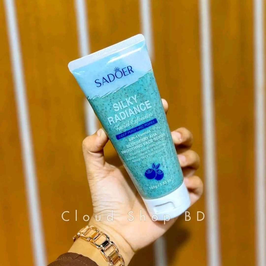 SADOER Silky Radiance Facial Exfoliator (Blueberry AHA Smoothing Face Scrub)