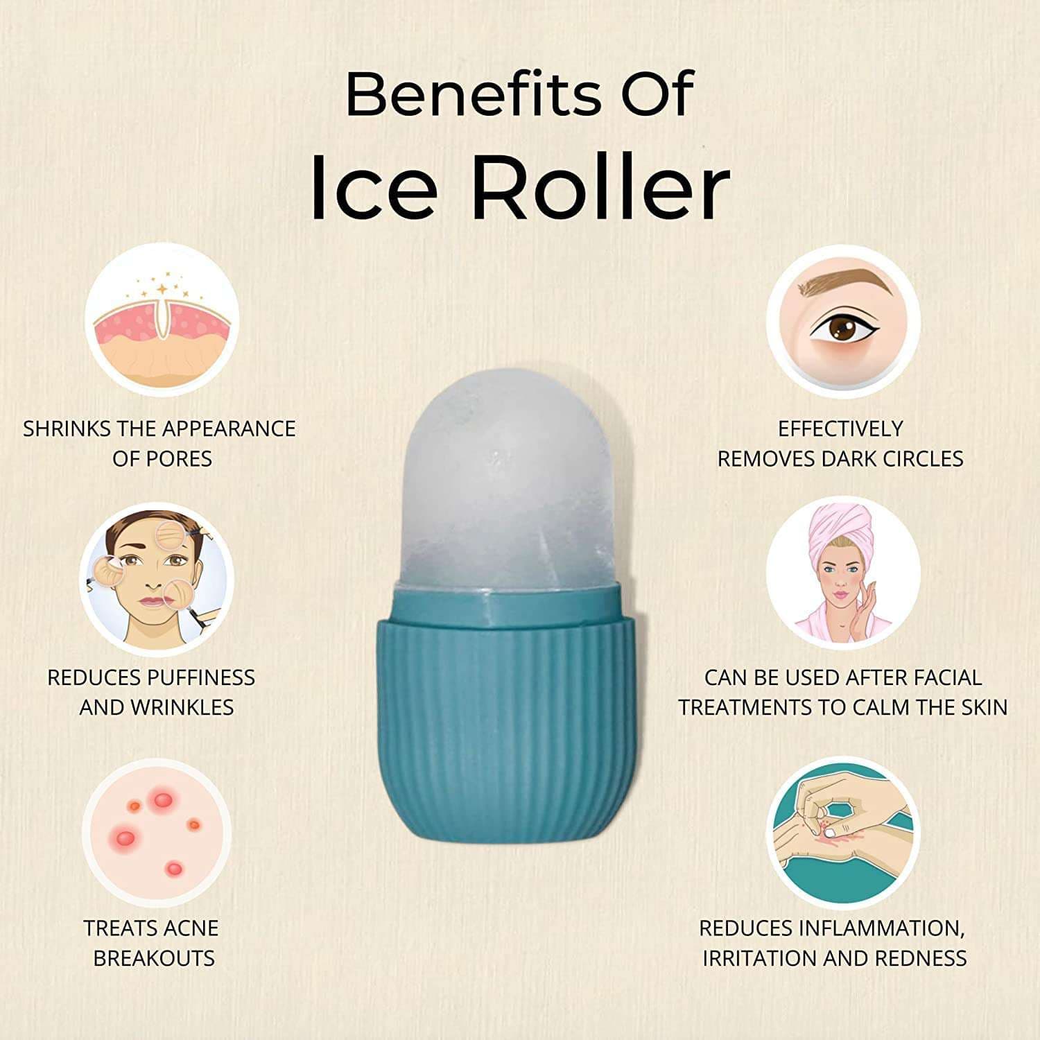 Reusable Beauty Ice Facial Roller Random Color 1 Pcs 2