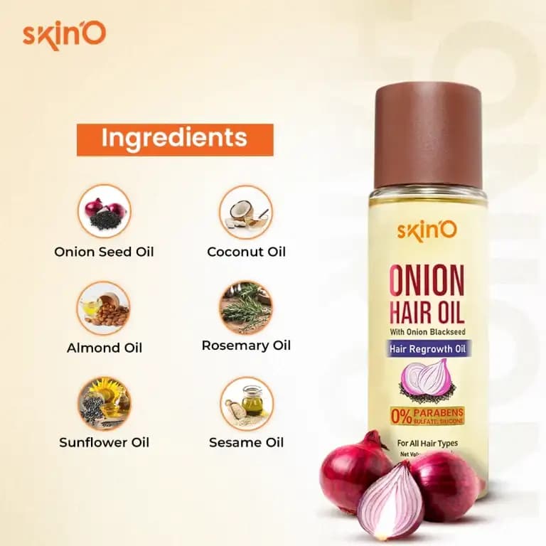 skin’O Onion Hair Oil With Onion Blackseed Hair Regrowth Oil 100ml 2