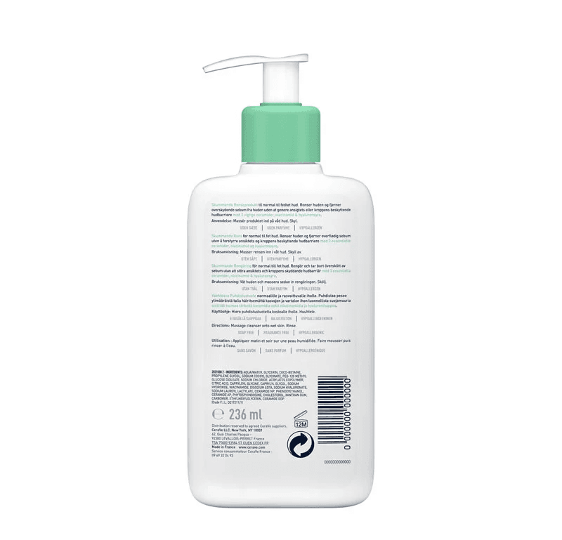 Cerave Foaming Cleanser For Normal To Oily Skin (236ml) 2