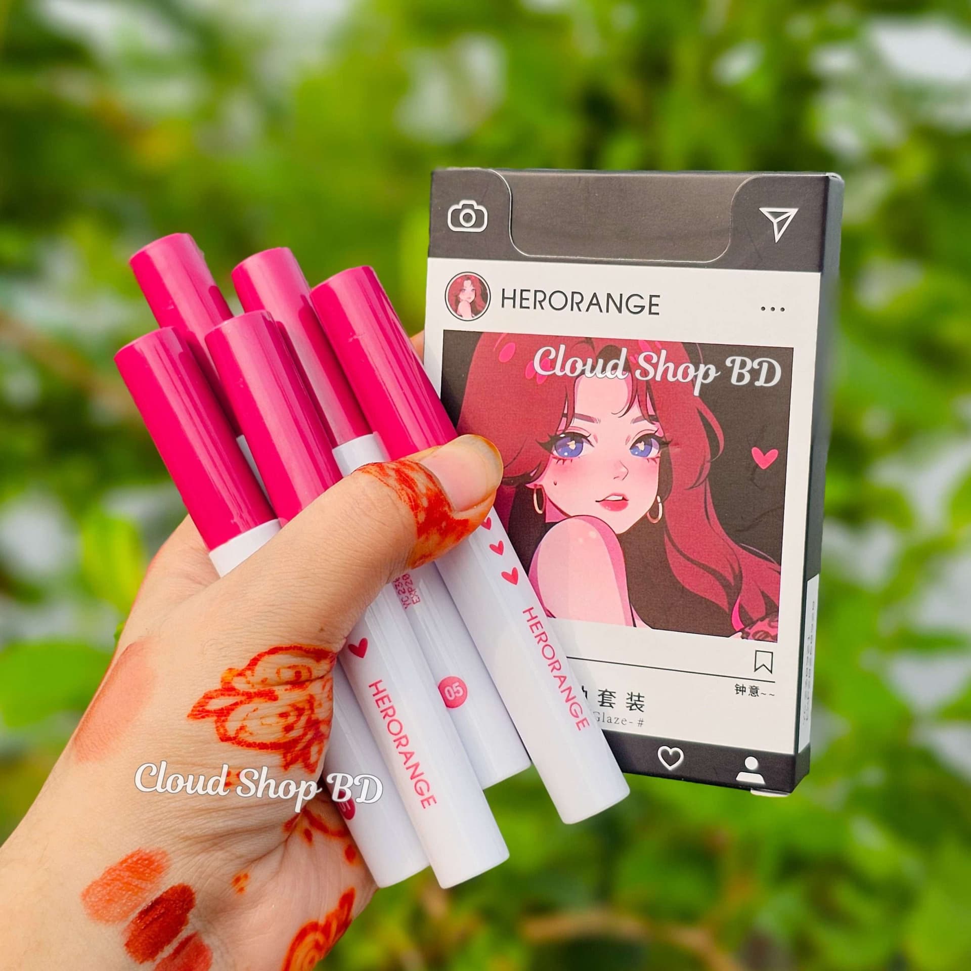 HERORANGE Honey Sweet Yang Lip Glaze 5pcs Set