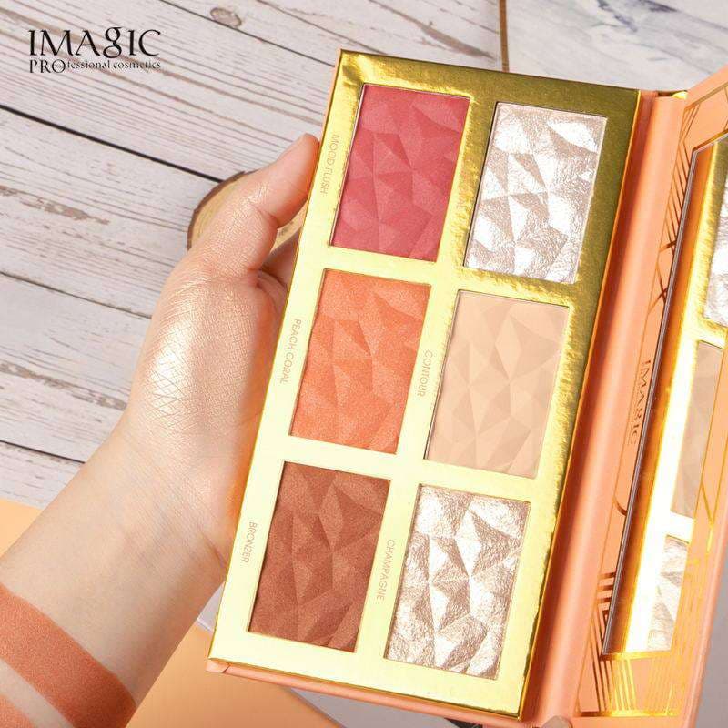 IMAGIC 3 in 1 Cheek Palette Highlighter, Blush & Contour