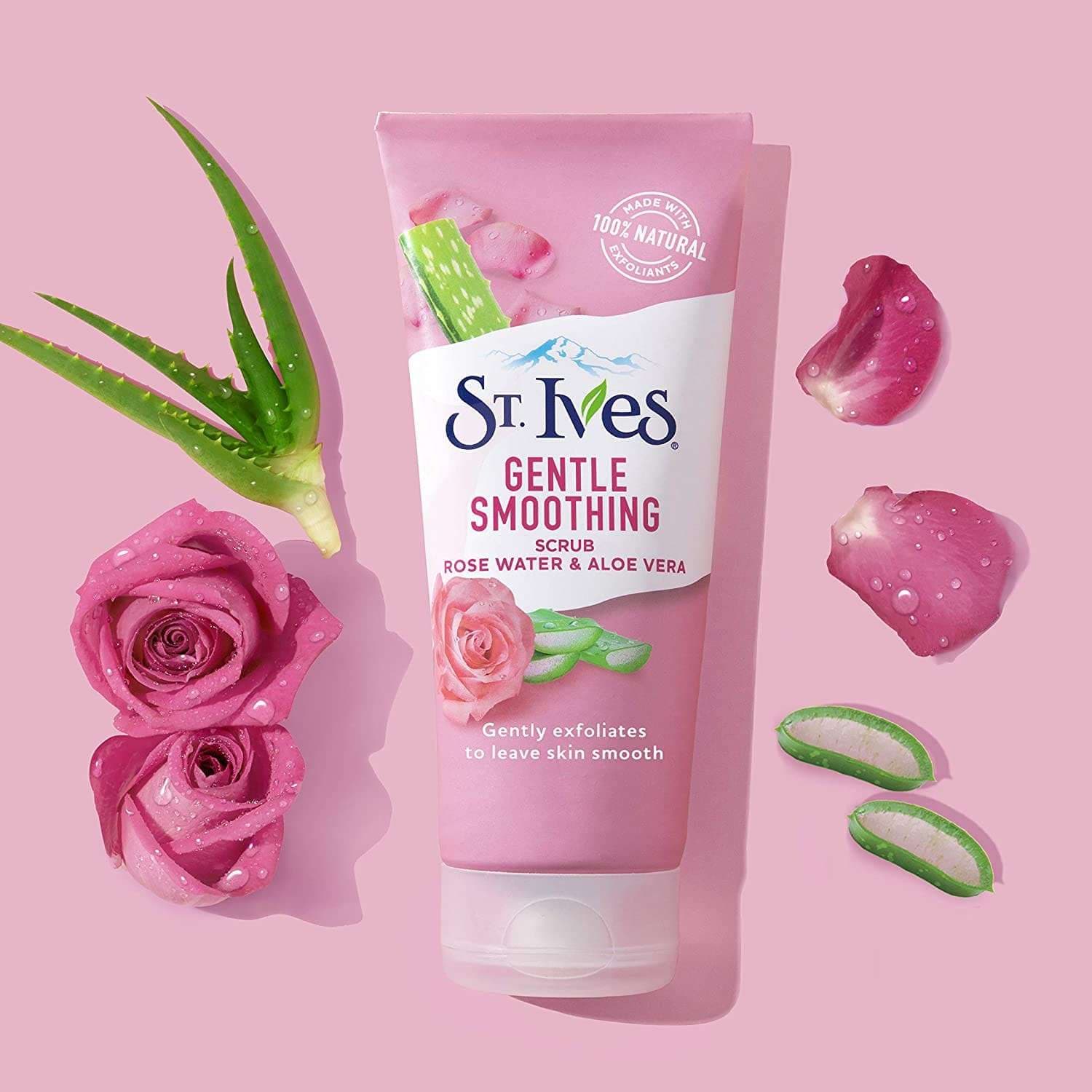 ST. Ives Gentle Smoothing Scrub for Smooth Skin Rose Water & Aloe Vera Made With 100% Natural Exfoliants 170 g