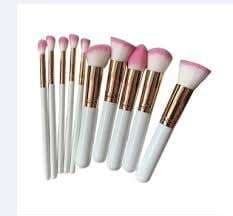 Soft Kabuki Makeup Brush Set - 10 Pieces