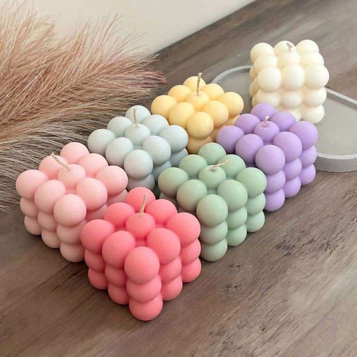 Pastel Customized Bubble Cube Soy Wax Candle