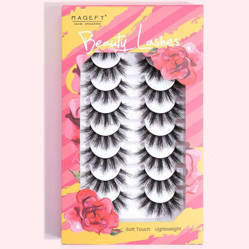 MAGEFY 8 pair 6D False Eyelashes Set – Rose Flower Box