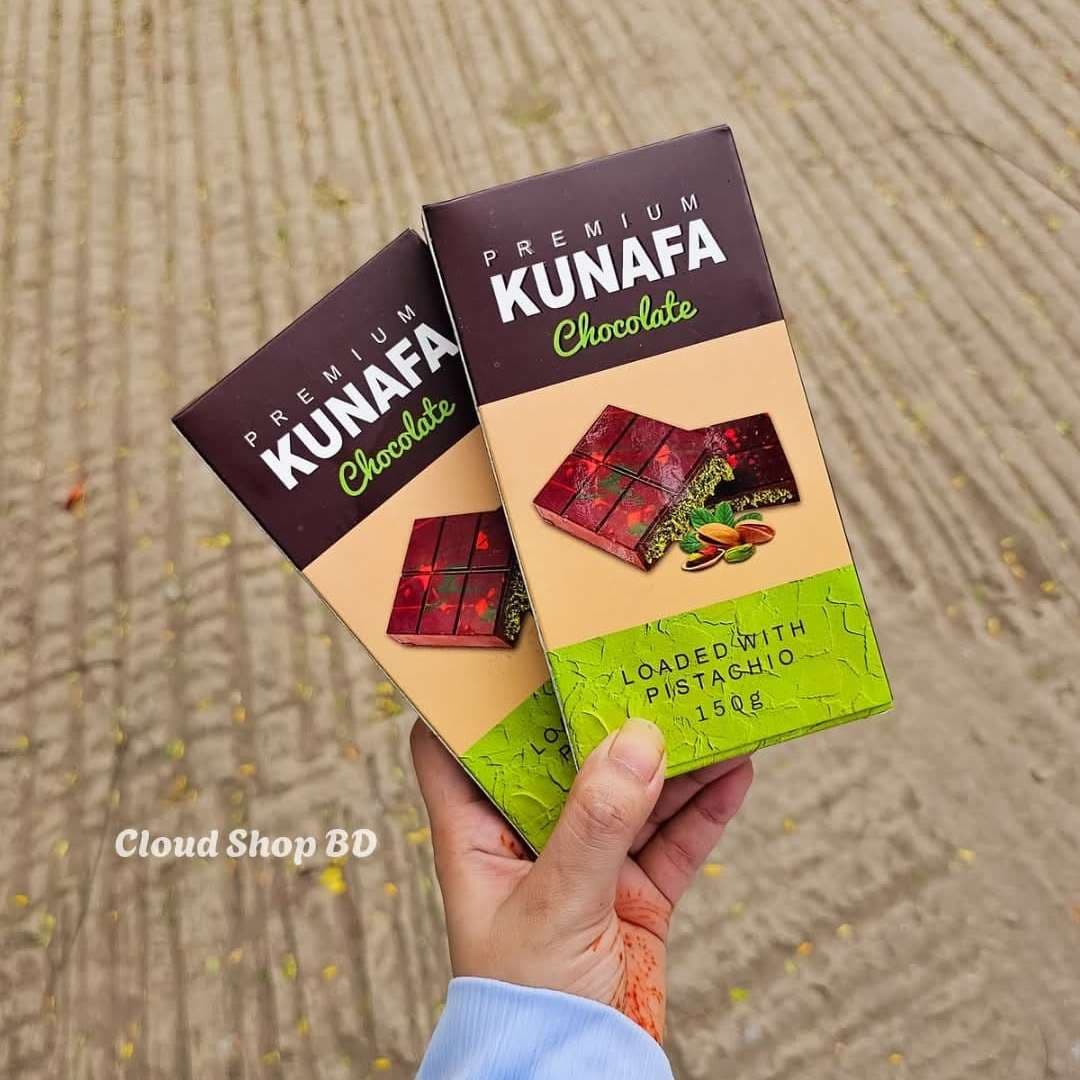 Premium Kunafa Chocolate Bar Loaded with Real Pistachio 160gm