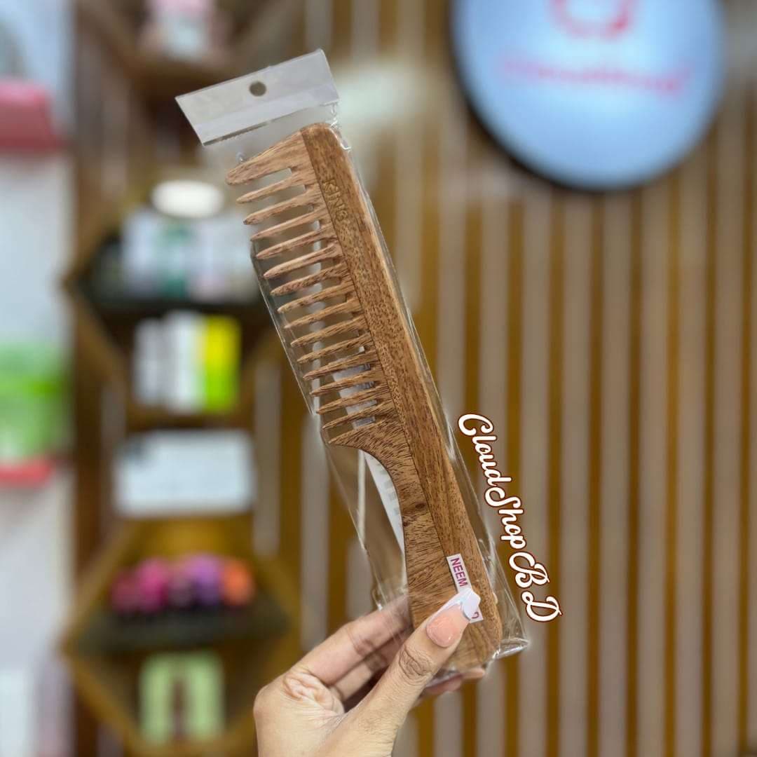 Neem Wooden Big Tooth Hair Comb With Handle