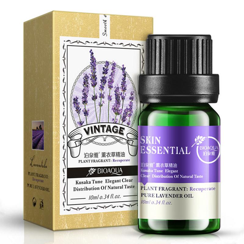 Bioaqua Lavender Oil For Face Wrinkles Bioaqua Essential Oil Face Skin Care Liquid Anti Wrinkle Anti Aging Oil-control Moisturizing 10ml+ Free UNISEX Aroma Diffuser Necklace