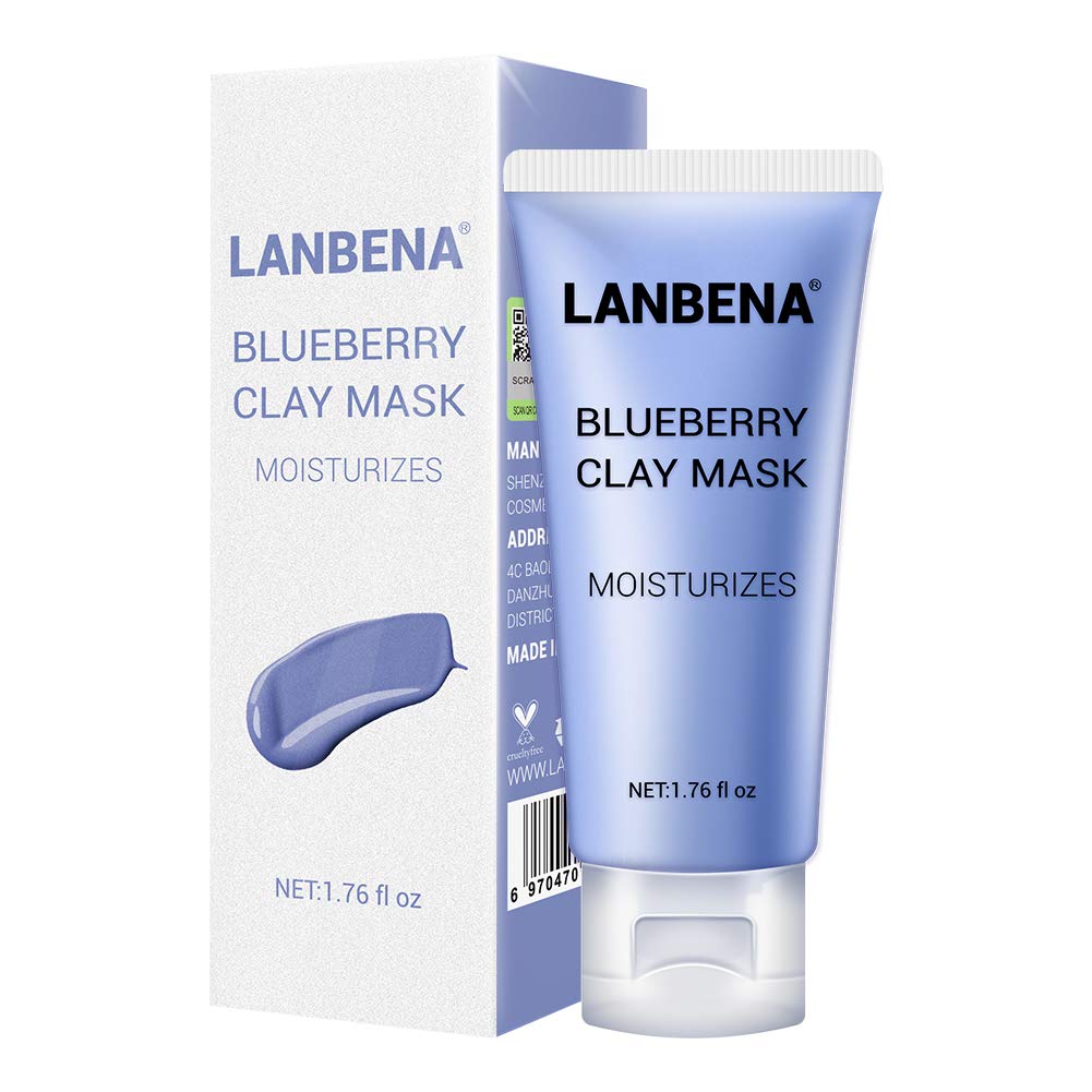 LANBENA BLUEBERRY CLAY FACE MASK REFRESHING ANTI-AGING DEEP CLEANING REMOVE GREASE SHRINKS PORES NOURISHING LIGHTING SKIN CARE