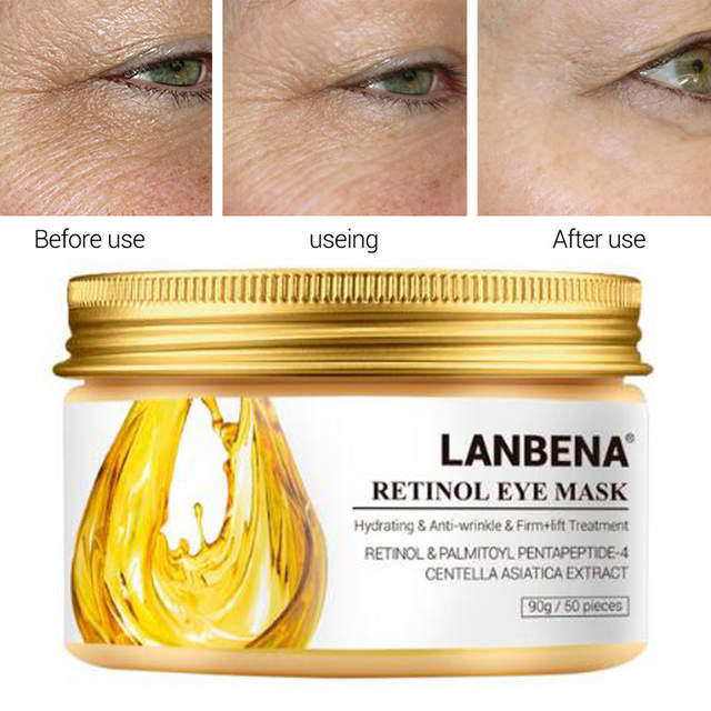 LANBENA RETINOL EYE MASK VC EYE PATCH FACE CARE REMOVE DARK CIRCLE AGELESS ANTI-PUFFINESS LIFTING FIRMING SERUM SKIN CARE 50PCS