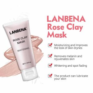 LANBENA ROSE CLAY FACE MASK MOISTURIZING NOURISHING DEEP CLEANING REMOVE GREASE SHRINKS PORES OIL CONTROLLING FIRMING SKIN CARE