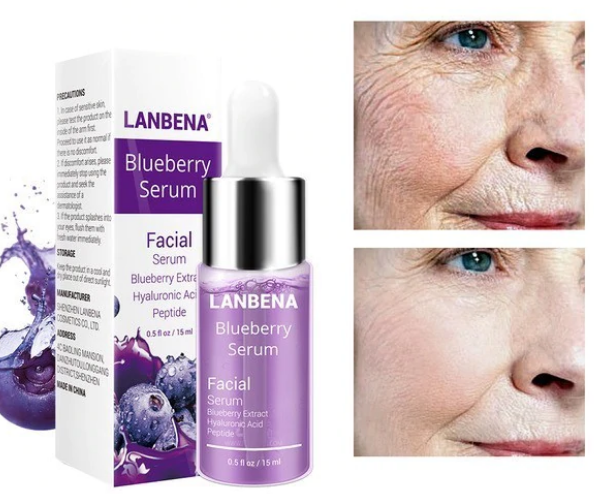 LANBENA BLUEBERRY HYALURONIC ACID SERUM ESSENCE OIL MOISTURIZING REDUCES FINE LINES WHITENING ANTI-AGING ANTI WRINKLE SKIN CARE