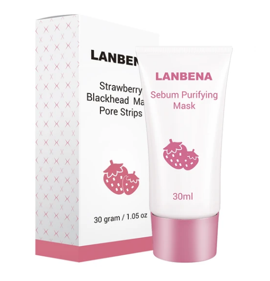 LANBENA STRAWBERRY BLACKHEAD REMOVER NOSE MASK MUD PORE STRIP BLACK MASK PEEL OFF MASK ACNE TREATMENT NOSE PEEL MASK SKIN CARE