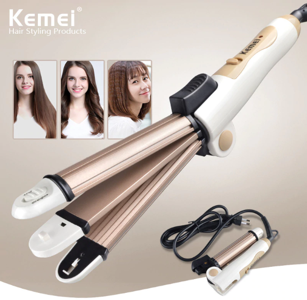 Kemei KM-8851 3 In 1 Multifunction Hair Straightener Hair Curler Ceramic Coating Foldable Hair Curling Iron Hair Stylercvc