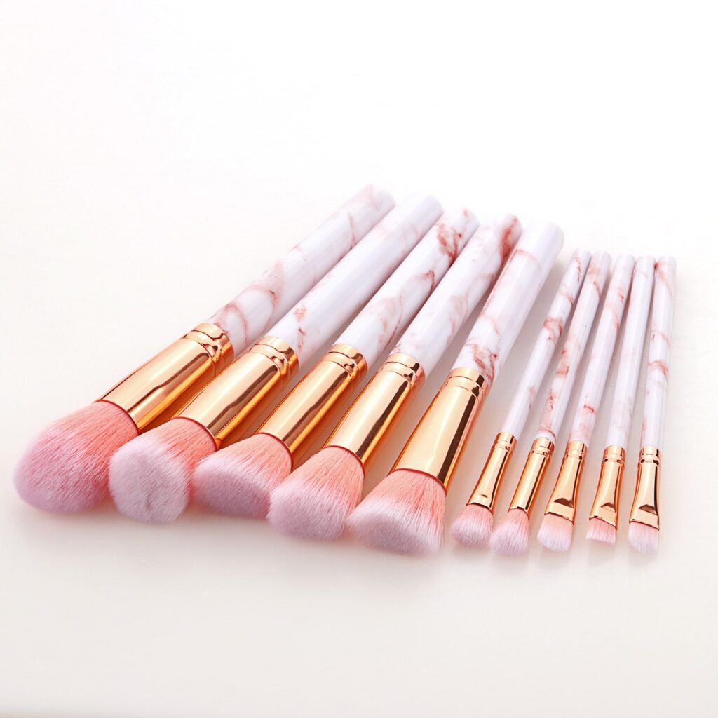 Marble Pink Soft Makeup Brushes Tools 10pcs