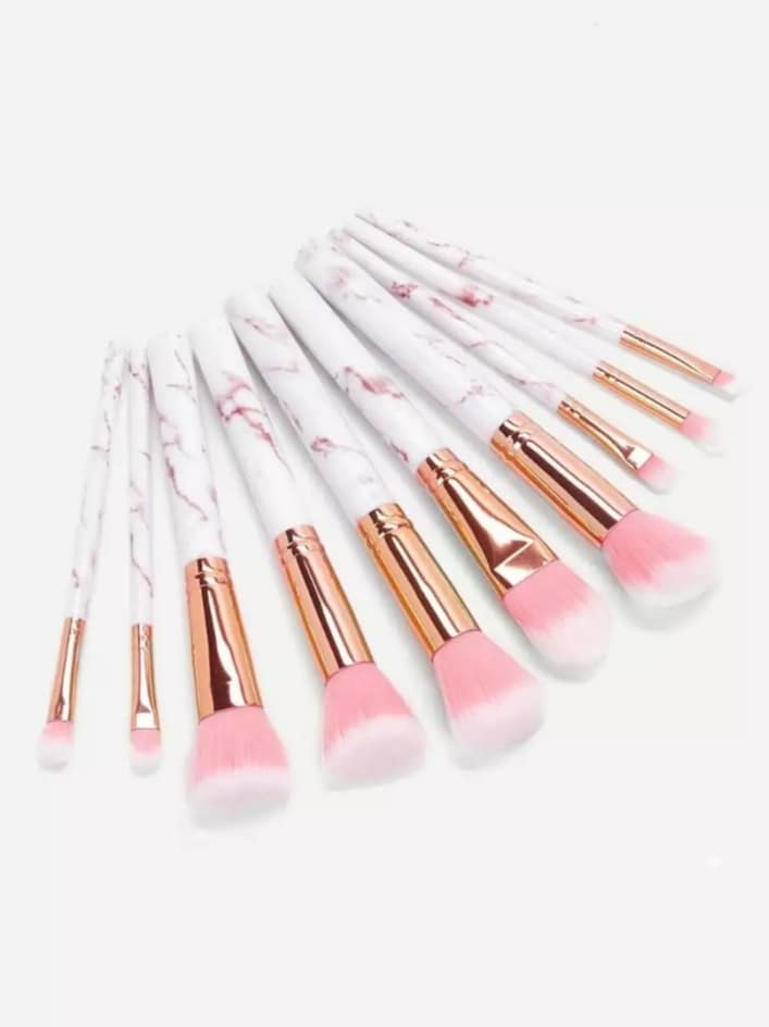Marble Pink Soft Makeup Brushes Tools 10pcs