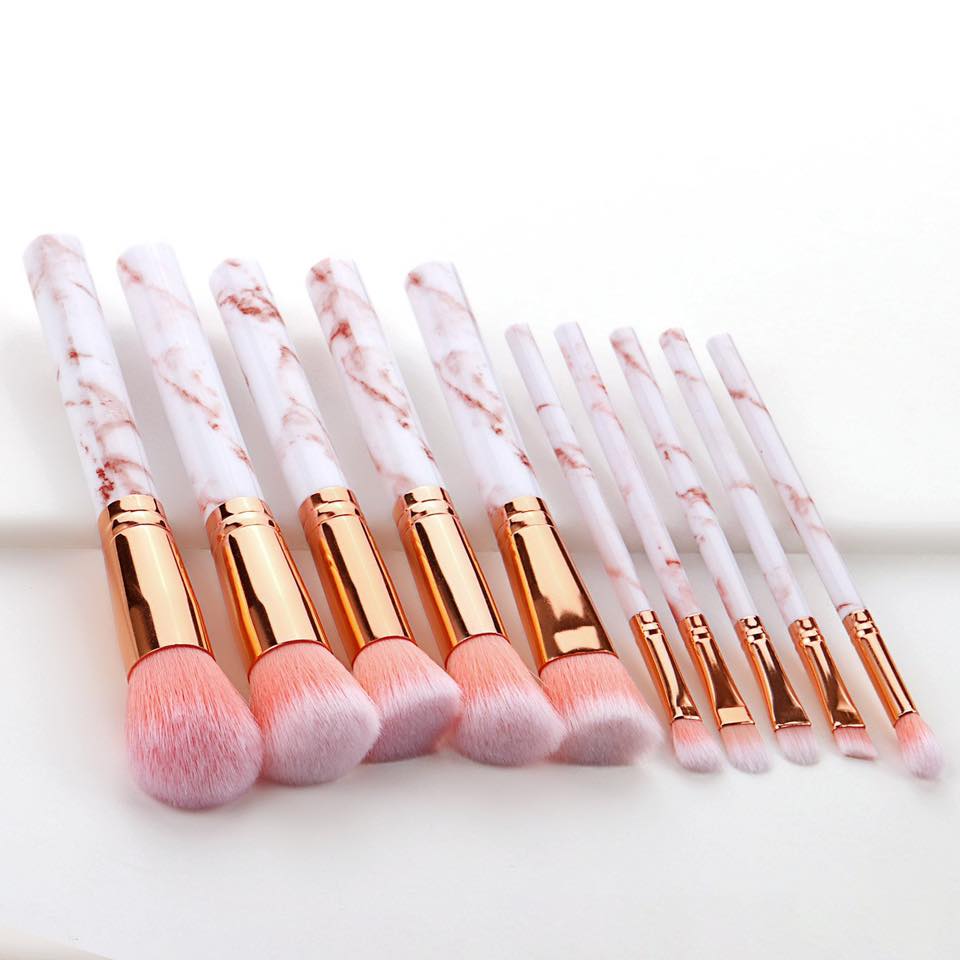 Marble Pink Soft Makeup Brushes Tools 10pcs