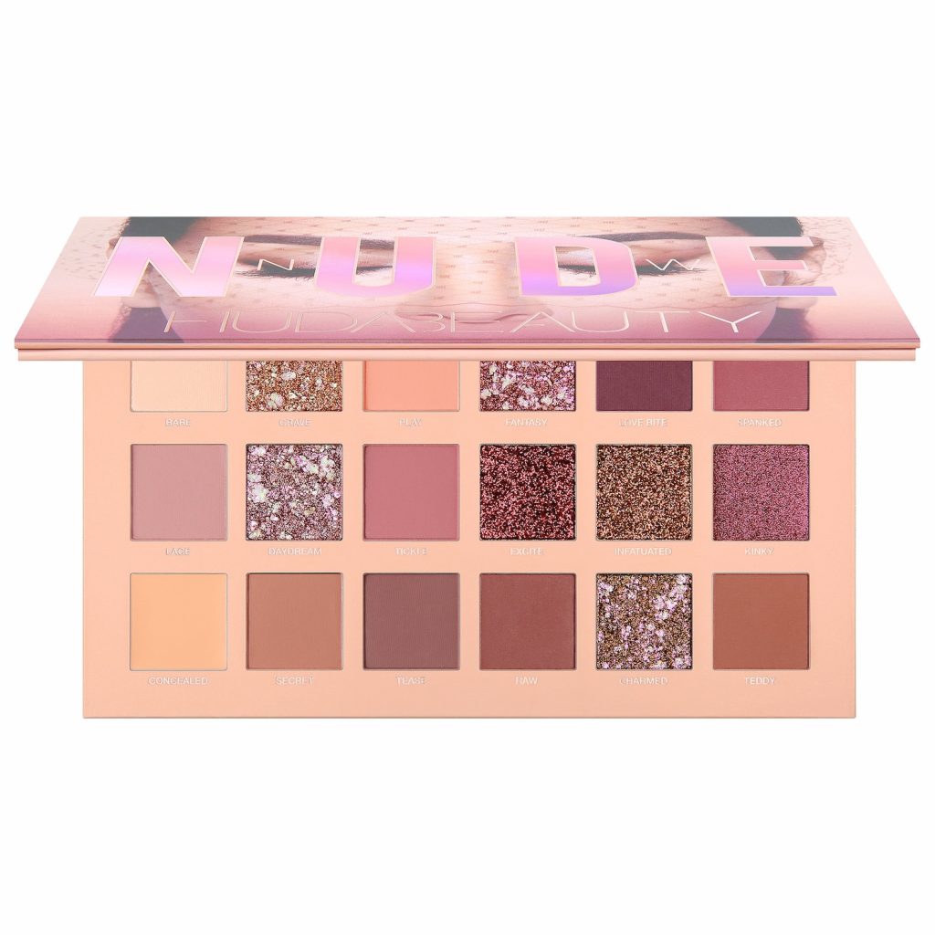 Huda Beauty Nude Eyeshadow Palette Glitter 18 Colours Makeup - pink