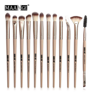 Maange 12 pcs Professional makeup Brush set - skin Golden