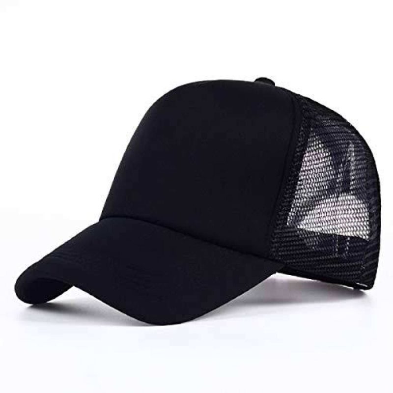Black Foam Half Net Curved Cap For Men For Men