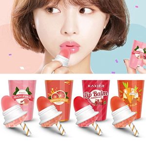 KAXIER 4 Colors Tempture Cute Ice Cream Lipstick Balm for Women Waterproof Long Lasting Sweet Smell Moisturizer Color Lip Balm