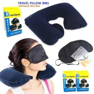 3 in 1 inflatable Travelling Pillow Set with eye mask & Ear plug