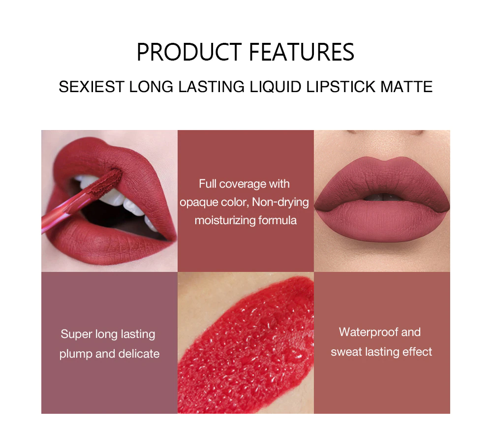 HANDAIYAN 6pcs Matte Liquid Lipstick cloudshopbd