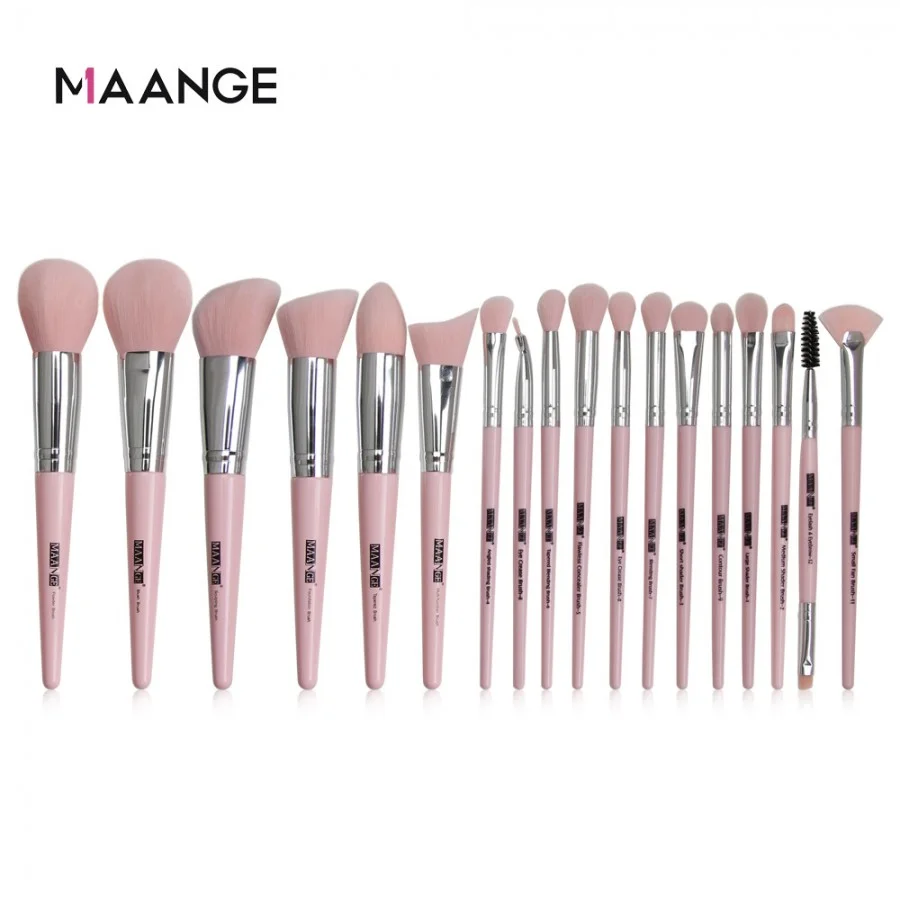 Maange 18 pcs Professional makeup Brush set - pink Golden