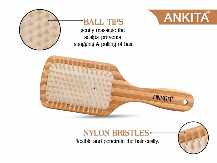 Ankita Wooden Hair Brush With Nylon Bristle (A-23) 8906025916420