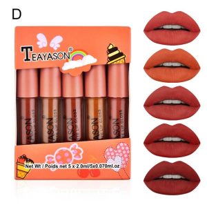 TEAYASON 5PCS Set Lasting Velvet Lip Gloss