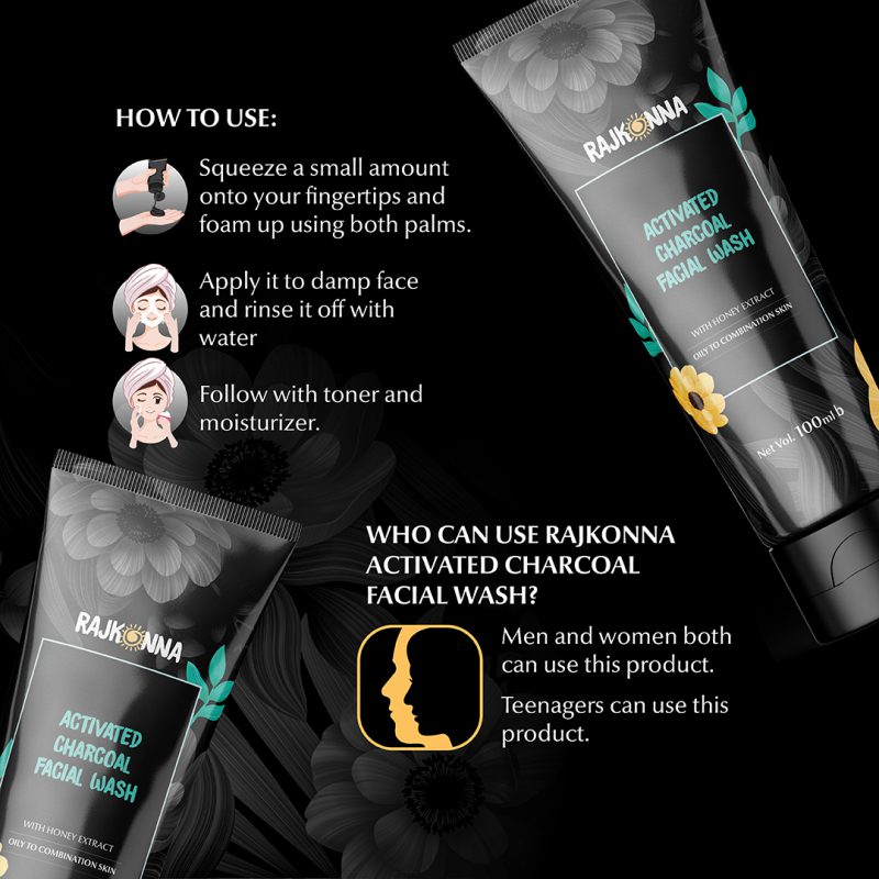 Rajkonna Activated Charcoal Facial Wash cloud shop bd