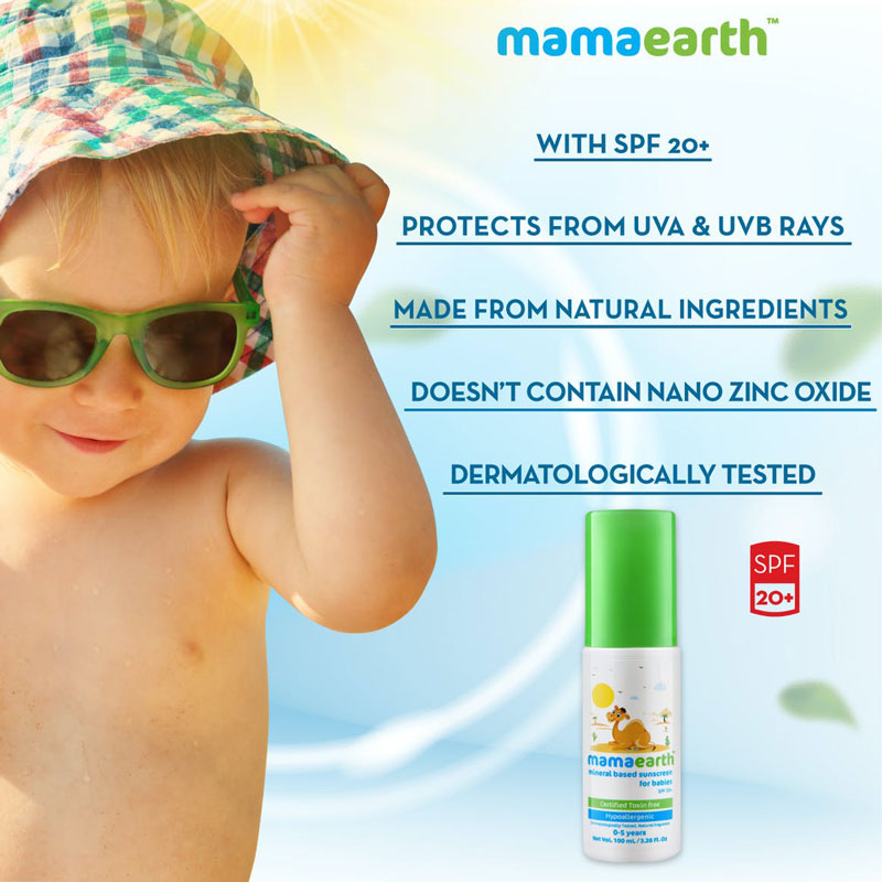 Mamaearth Mineral Based Sunscreen for Babies SPF 20+ (100ml) Cloud Shop BD