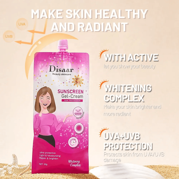 Disaar Beauty Skin Care Sunscreen Gel Cream SPF50 - 50g - Image 3