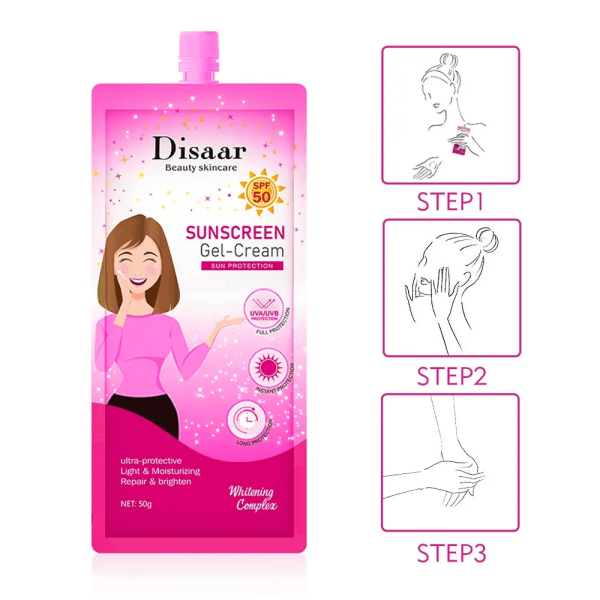 Disaar Beauty Skin Care Sunscreen Gel Cream SPF50 - 50g - Image 5