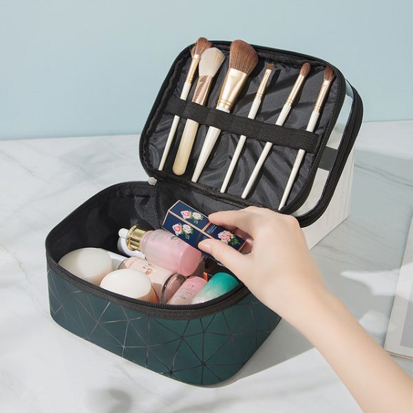 Water-resistant Double Layer Makeup Bag & Travel Organizer for Women - Image 2