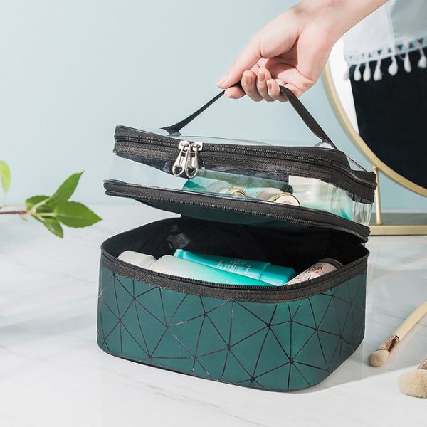 Water-resistant Double Layer Makeup Bag & Travel Organizer for Women - Image 4