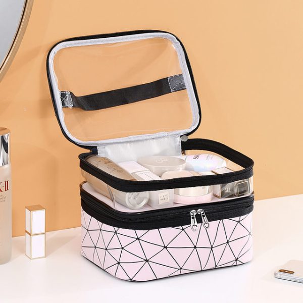 Water-resistant Double Layer Makeup Bag & Travel Organizer for Women - Image 3