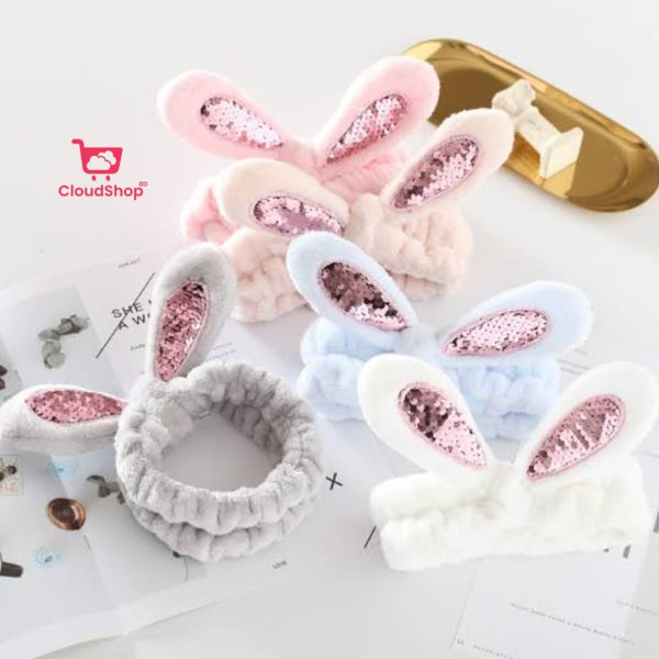 Washable Rabbit Ear Sequence Hair Band