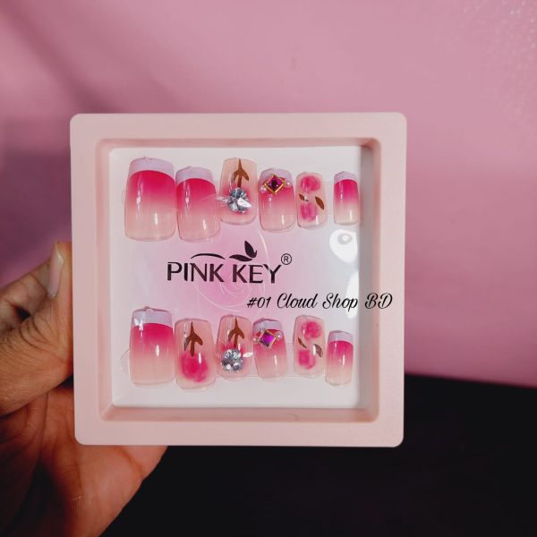 PINK KEY 12 Pcs Beautiful Nails Set