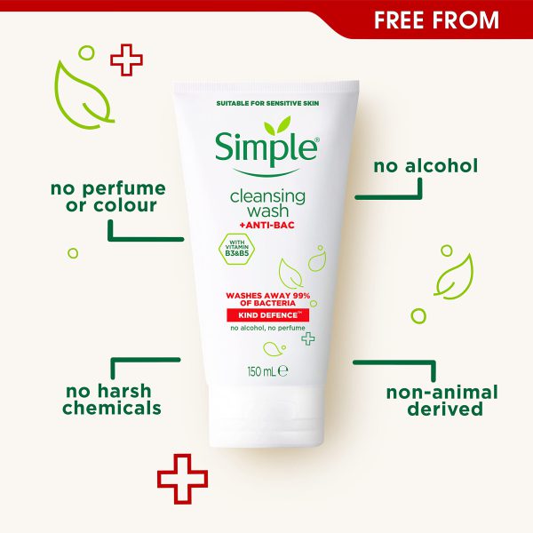 Simple Kind Defence +ANTI-BAC Cleansing Face Wash -150ml - Image 2